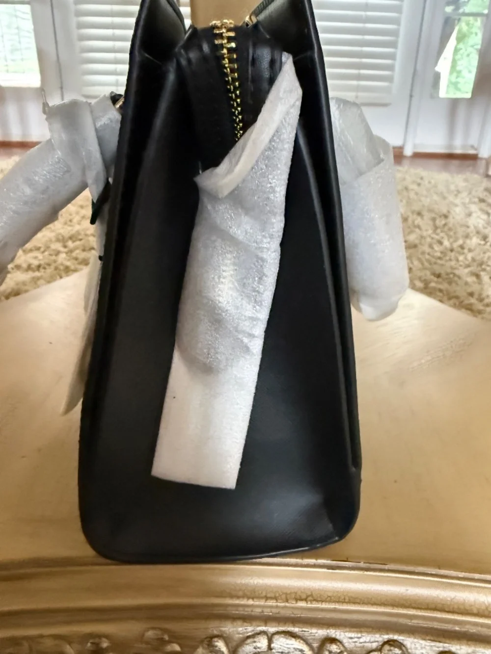 Michael Kors Sheila Convertible Satchel Black Vegan Leather Gold Hardware NWOT